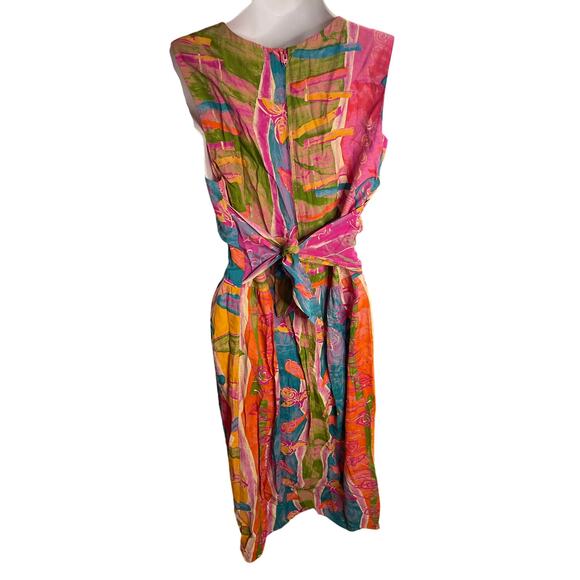 Vintage Rabbit Rabbit Rabbit Designs Abstract Print Midi Dress Boho 90s Size 10 - Picture 2 of 7